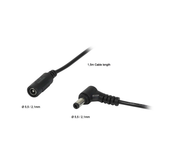 ALLNET Ersatznetzteil zbh. Hohlbuchse -> Hohlstecker Adapterkabel Verlängerung 5,5mm x 2,1mm -> 5,5m
