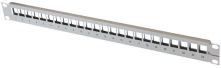 Telegärtner Modulträger, Patchpanel, f. 24xAMJ/AMJ-S-Mod./Kupp., 19", Lichtgrau, ohne Kabelabfangung