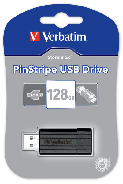 USB Stick 128GB USB 2.0 Verbatim PinStripe schwarz