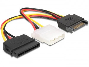 DeLock Kabel Power SATA 15 pin St> Molex 4 pin Bu+ SATA 15 pin Bu