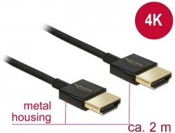 Delock Kabel High Speed HDMI mit Ethernet - HDMI-A Stecker > HDMI-A Stecker 3D 4K 2 m Slim High Qual