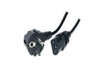 Netzkabel 230V Schutzkontakt CEE7(Stecker)90°->Kaltgeräte IEC-C13(Buchse), 2m, Black