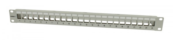 Patch Panel 24xTP, CAT6A, incl.Keystone Slim-line/Short, 19", 1HE(t 94mm), Lichtgrau, Synergy 21,