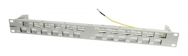 Patch Panel 24xTP, CAT6A, incl.Keystone 19", 1HE(t 96mm) 45Grad Schrägauslass, Lichtgrau, Synergy 21