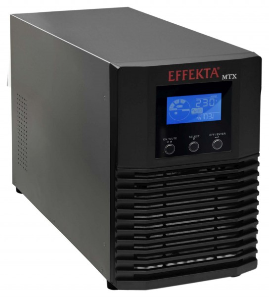 Effekta MTX Lineinteraktive USV, 1100VA, 5min, MTX1100, USB+RS232, Schwarz, Sinus-Ausgang,