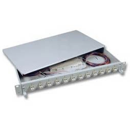 LWL-Patchpanel Spleisbox,19", 12xLC-Duplex, 50/125um, OM4, ausziehbar