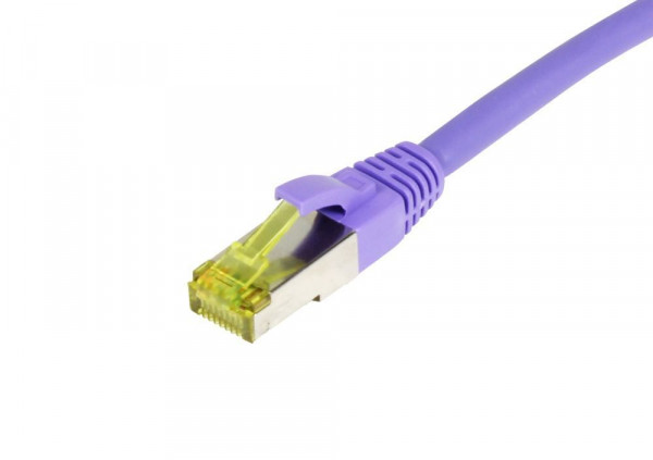 Patchkabel RJ45, CAT6A 500Mhz,30m, lila, S-STP(S/FTP), TPE/LSZH(Ultraflex), AWG26, mit CAT7 Rohkabel