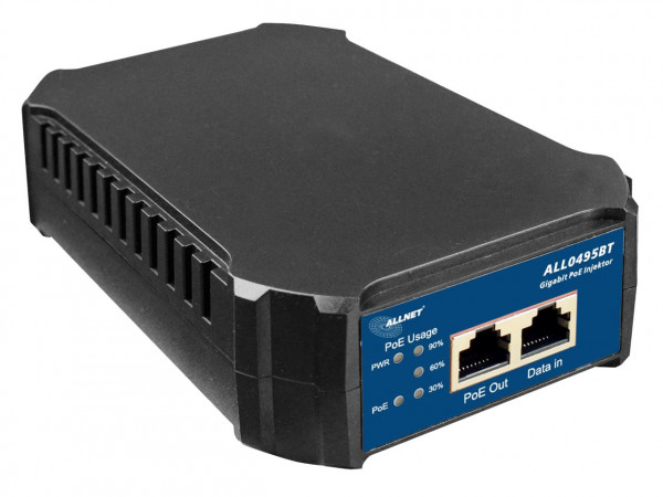 ALLNET PoE Injektor Gigabit PoE & PoE bt (15,4W/30W/60W/95W) / IEEE802.3bt Kunststoffgehäuse / "ALL0