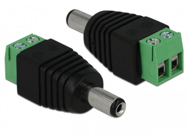 Delock Adapter DC 5,5 x 2,1 mm Stecker > Terminalblock 2 Pin