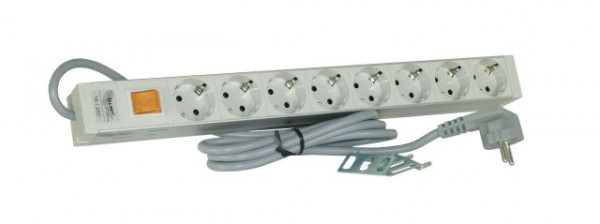 ALLNET 19"zbh. Steckdosenleiste, 8xDosen(CEE7)->Stecker(CEE7), Schalter
