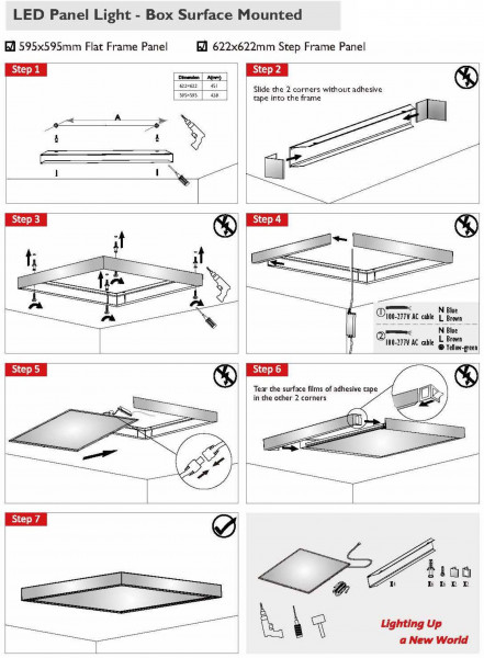 Synergy 21 LED light panel zub Montage Aufputzrahmen 300*1200 weiss *ohne Schrauben*