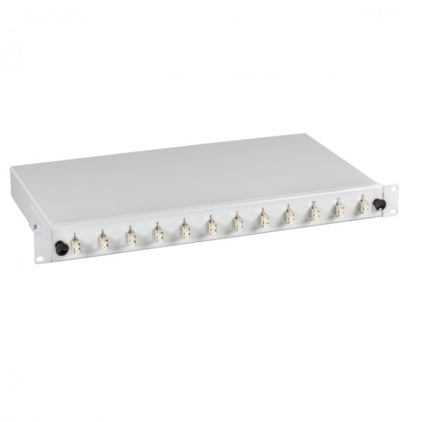 LWL-Patchpanel Spleisbox,19", 24xLC-Duplex, 50/125um, OM4, ausziehbar