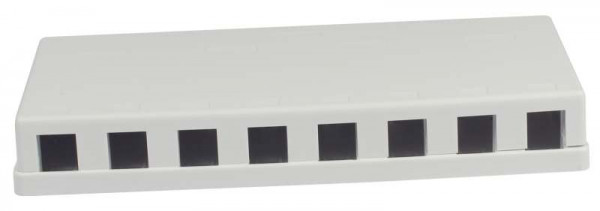 Patch Panel 8xTP, CAT6A, incl.Keystone Slim-line/Short, Aufputz PVC, Weiss, Synergy 21,