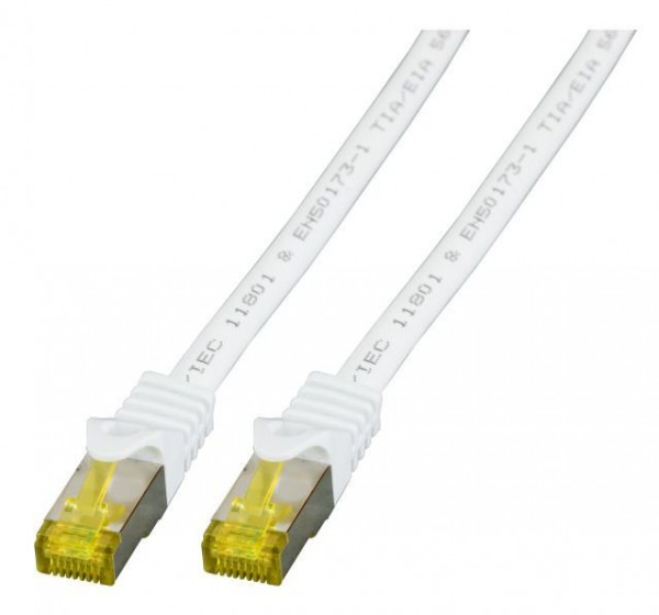 Patchkabel RJ45, CAT6A 500Mhz, 3m, weiss, S-STP(S/FTP), LSZH, mit Cat.7 Rohkabel,