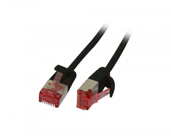 Patchkabel RJ45, CAT6 250Mhz, 0.5m schwarz, U/FTP, slimline rund d=3,6mm, Synergy 21