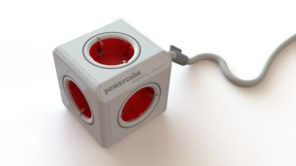 Allocacoc Powercube, Extended, 5xDosen(CEE7)->Stecker(CEE7), 1, 5m, weiss/rot