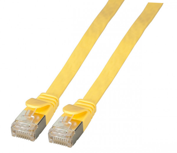Patchkabel RJ45, CAT6A 500Mhz, 0,25m, gelb, U/FTP, flach,