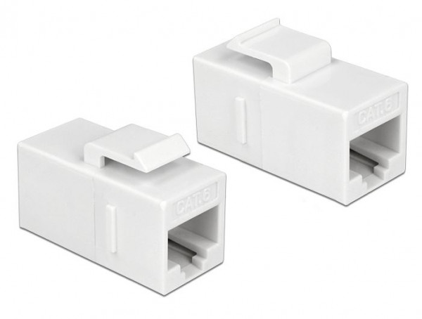 Delock Keystone Modul RJ45 Buchse > RJ45 Buchse Cat.6 UTP weiß