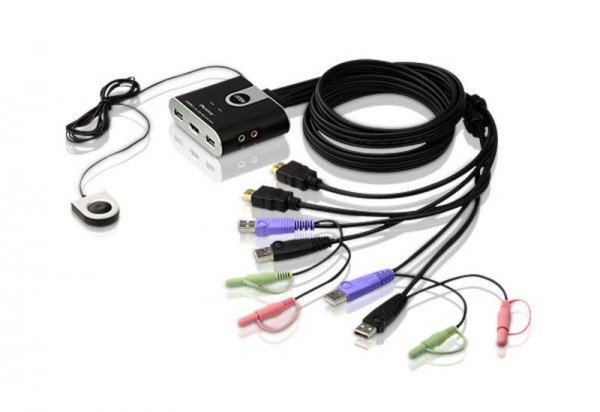 Aten KVM-Switch 2-f. Audio/USB/HDMI