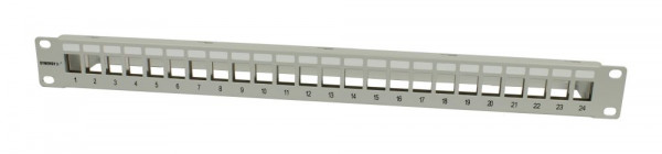 Patch Panel 24xTP-TP(Kupplung),CAT6A, incl.Keystone, 19", 1HE(t 94mm), Lichtgrau, Synergy 21,