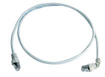 Telegärtner Patchkabel CAT6A; 1x90Grad gedreht, 5m, Grau, 500MHz, S/FTP, Halogenfrei