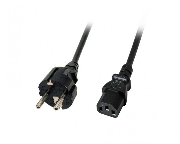 Netzkabel 230V Schutzkontakt CEE7(Stecker)->Kaltgeräte IEC-C13(Buchse), 1,8m, Black, Bulkware,