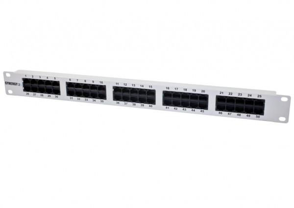 Patch Panel 50xTP, CAT3, ISDN, 19", Lichtgrau Synergy 21,