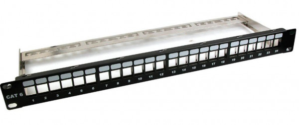 Keystone, Modulträger, 19"Patchpanel für 24xTP-Modul,1HE, Schwarz