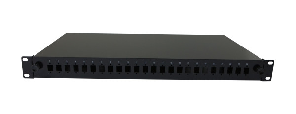 LWL-Patchpanel Spleisbox,19", 6xLSH(E2000APC)-Simplex-Buchsen, OS2, 9/125u Singlemode, incl.Pigtai