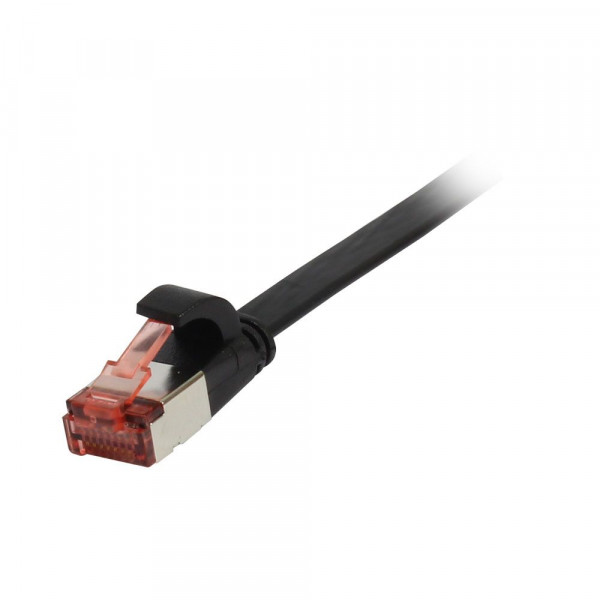 Patchkabel RJ45, CAT6 250Mhz, 1.0m schwarz, FTP(U/FTP), TPE(Superflex), Flach, Synergy 21,