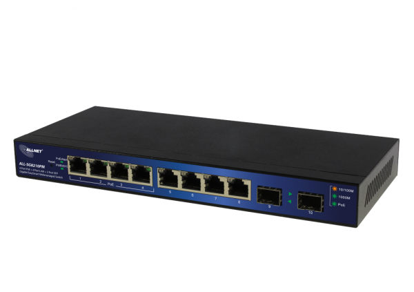 ALLNET Switch smart managed 8 Port Gigabit 50W / 4x PoE+ / 4x LAN / 2x SFP / Lüfterlos / "ALL-SG8210