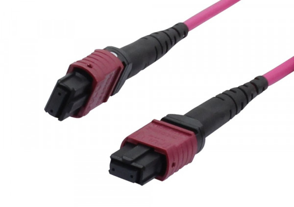 LWL-MTP-Female Patchkabel OM4 LowLoss(ELite), 12 Faser, Typ B crossed, erika-violett, 0.5m, Synerg