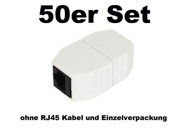 TP-TP Kupplung, CAT6A, Buchse,1:1 ,8-pol., RJ45, magnetische Sicherungskupplung 50er Bulk Set, Abwur