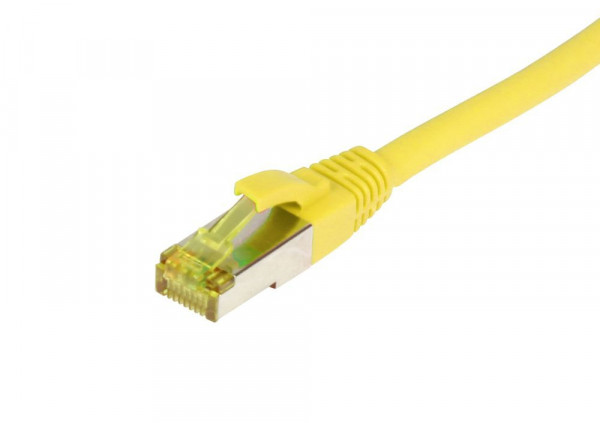 Patchkabel RJ45, CAT6A 500Mhz, 0.5m, gelb, S-STP(S/FTP), TPE/LSZH(Ultraflex), AWG26, mit CAT7 Rohkab