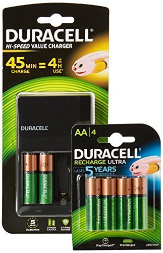 Akku Ladegerät (inkl. 2AA 1.300mAh Akkus + 2AAA 750mAh Akkus) *Duracell*