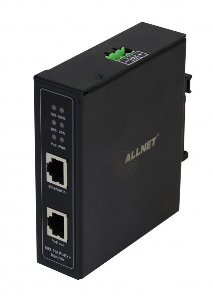 ALLNET PoE Injektor Industrial Gigabit / PoE BT (15,4W/30W/90W) / DIN / Metallgehäuse / "ALL-PI2014-