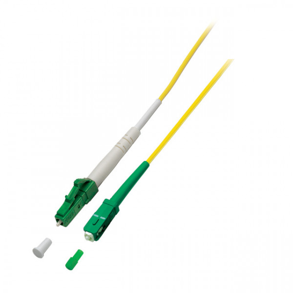 LWL-1-Faser-Patchk. 15mtr.LC(APC 8)-SC(APC 8), 9/125um, Schrägschliff