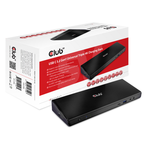 Club 3D Dock Station - USB 3.2 Typ C 4K Triple Docking Station *schwarz*