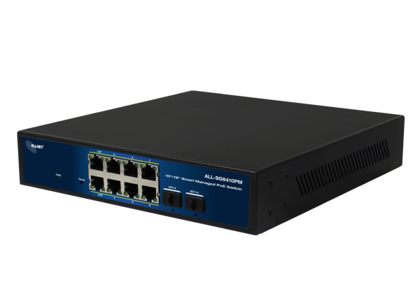 ALLNET Switch smart managed Layer2 10 Port  8x 1 GbE  PoE Budget 240 Watt  8x PoE at / 2x PoE bt