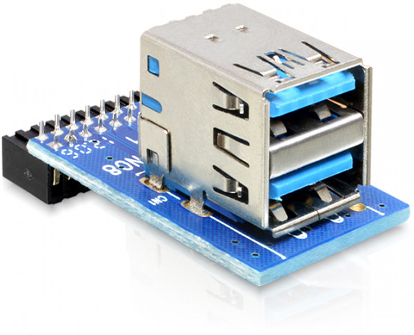 DeLock USB 3.0 Pin Header Buchse > 2 x USB 3.0 Buchse , übereinander