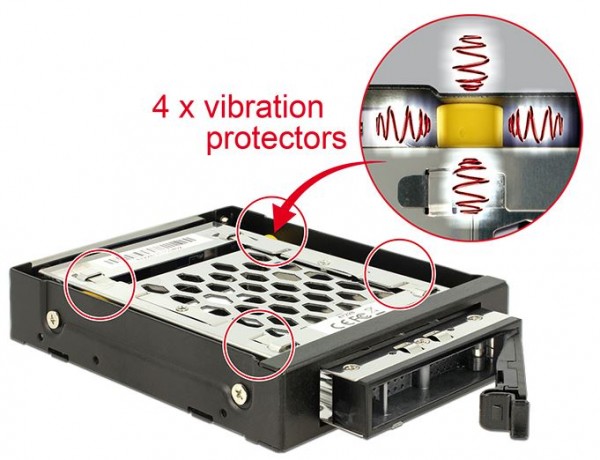 DeLock Wechselrahmen SATA 3,5" für 1 x 2.5" SATA / SAS HDD / SSD mit Vibrationsschutz