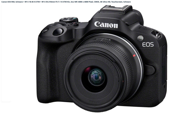 Canon Digitalkamera EOS R50 mit Objektiv RF-S 18-45mm 4.5-6.3 IS STM und RF-S 55-210mm 5.0-7.1 IS ST