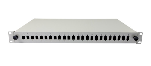 LWL-Patchpanel Spleisbox,19", 12xLSH(E2000APC)-Simplex-Buchsen, OS2, 9/125u Singlemode, incl.Pigtai