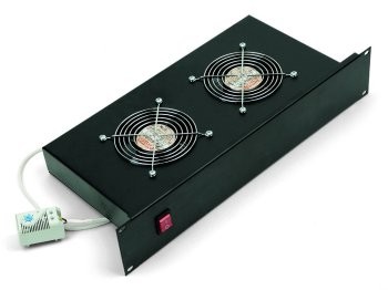 Triton 19"zbh. Lüftereinschub, 2HE, 2Lüfter, Schwarz, Front