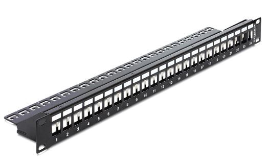 Keystone Modulträger 19"Patchpanel für 24xTP-Modul 1HE *schwarz* Delock