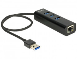 Delock USB 3.0 Hub 3 Port + 1 Port Gigabit LAN 10/100/1000 Mbps