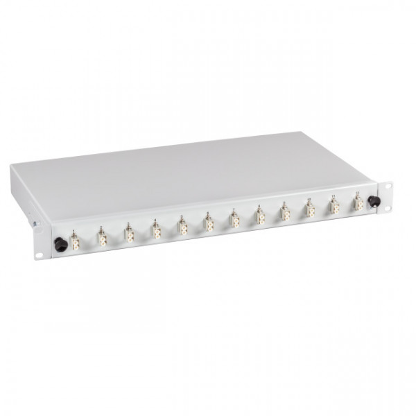 LWL-Patchpanel Spleisbox,19", 12xLC-Duplex, 50/125um, OM4, ausziehbar