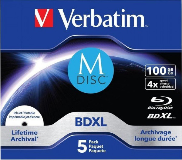 BD-Rohling 100GB - 5er - Jewel Case - M-Disc - Verbatim