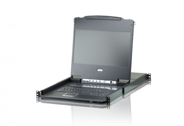 Aten KVM/TFT 8-fach, 19" 1HE, incl.KVM/TFT 17,3", DVI, Deutsch