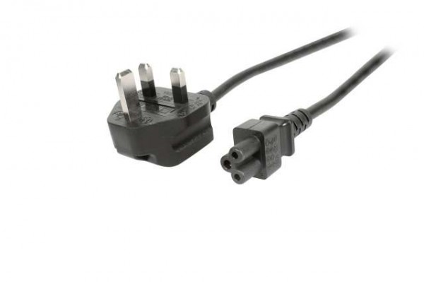 Netzkabel 230V UK-Stecker->C5(Buchse), 5m, Black, (Kleeblatt, Mickymaus)